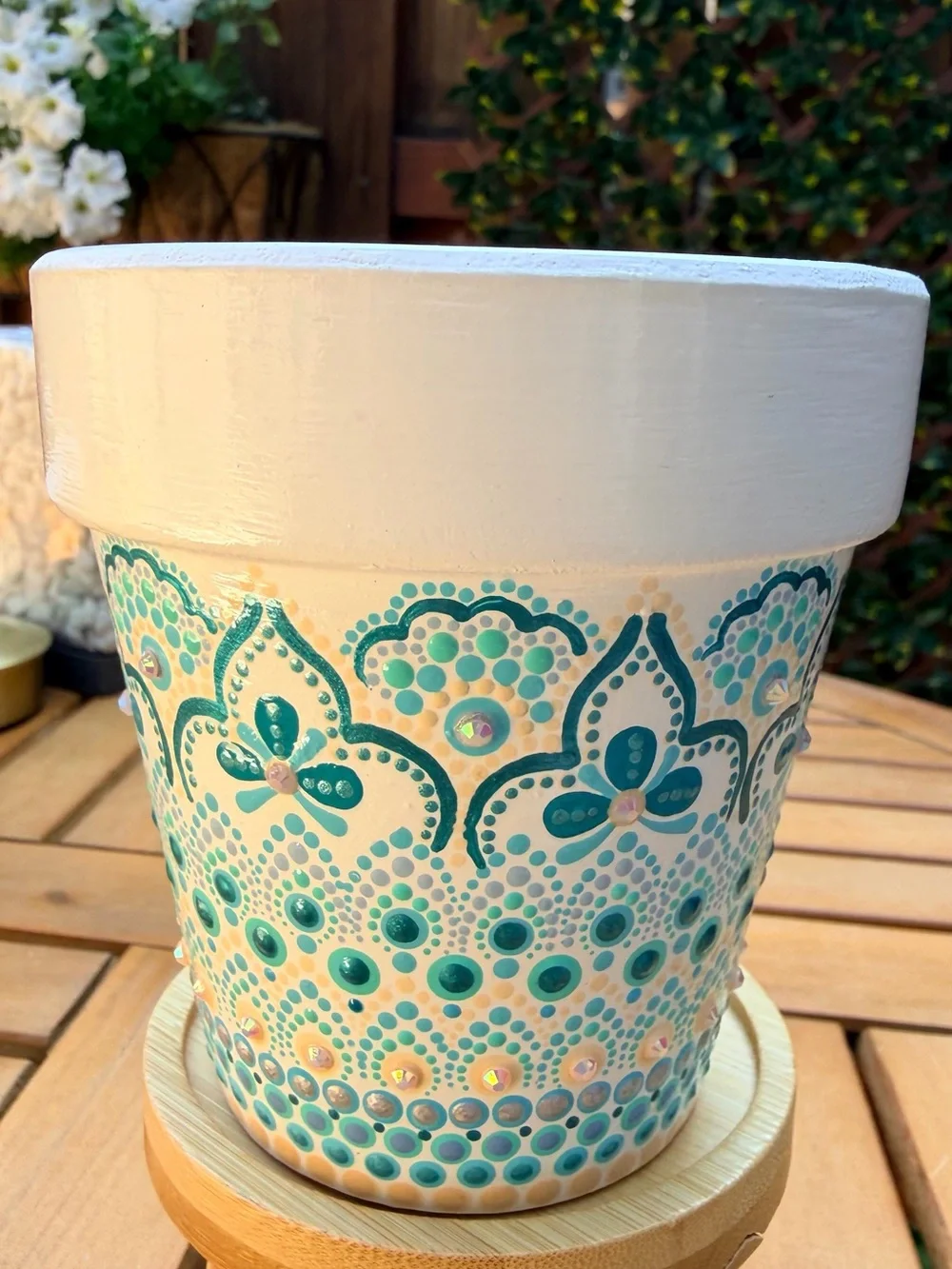 Hand Painted Dot Art Terra Cotta Pot 4